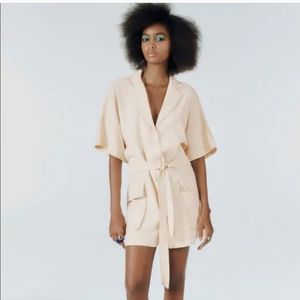 Zara Back Vent Cream Romper